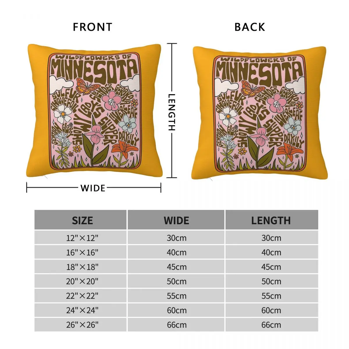 Minnesota Wildflowers Square Pillowcase Polyester Linen Velvet Creative Zip Decor Pillow Case Car Cushion Cover 45x45