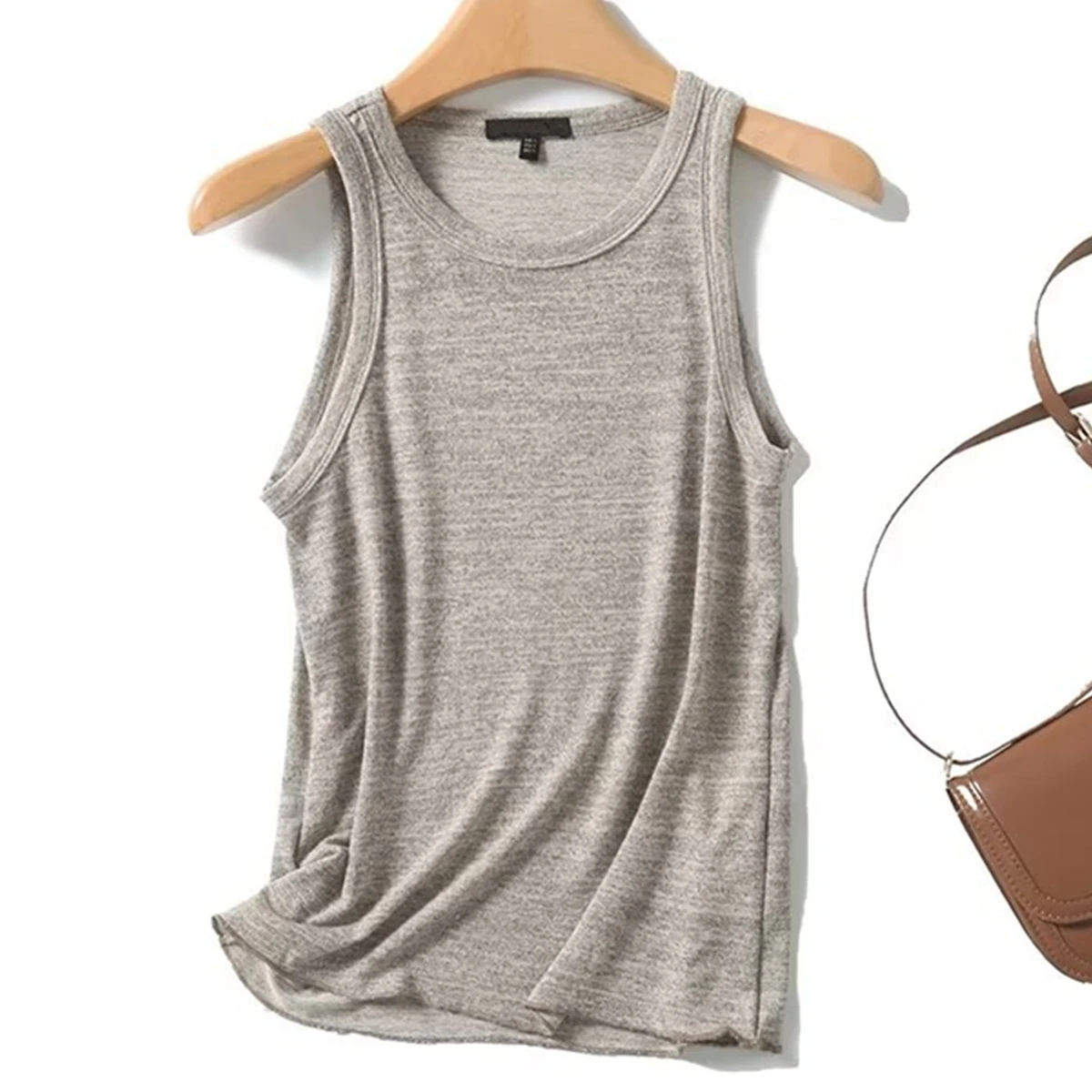 

Withered Sleeveless Tshirts T-shirt Women Fashion Ladies Vest Tank Top French Minimalist Summer