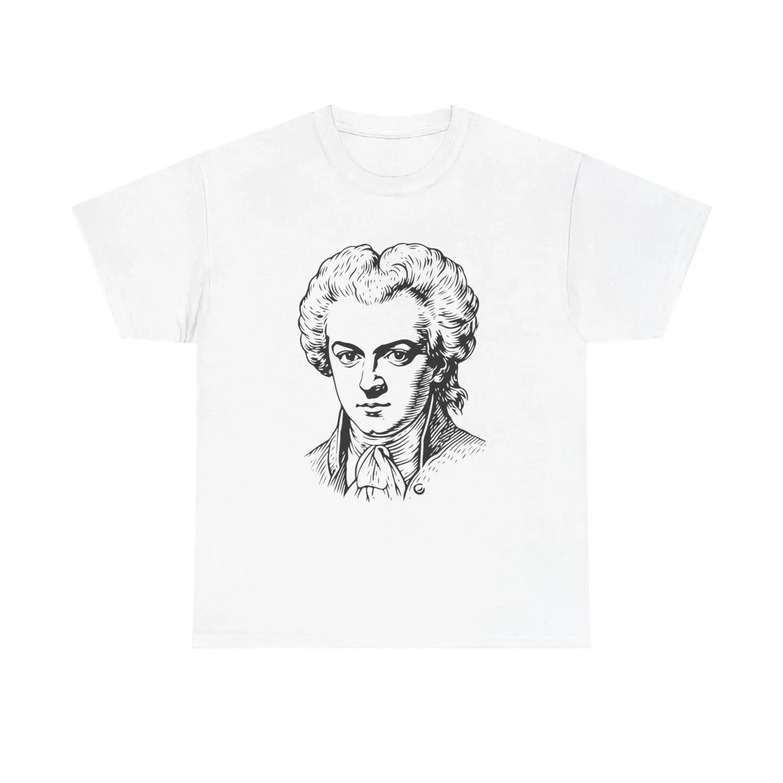 Wolfgang Amadeus Mozart T-Shirt mit Porträt des Komponisten, klassisches Symphonie-Opern-T-Shirt, Vintage-Stil, gewaschen, weich, dehnbar, vielseitig, lässig