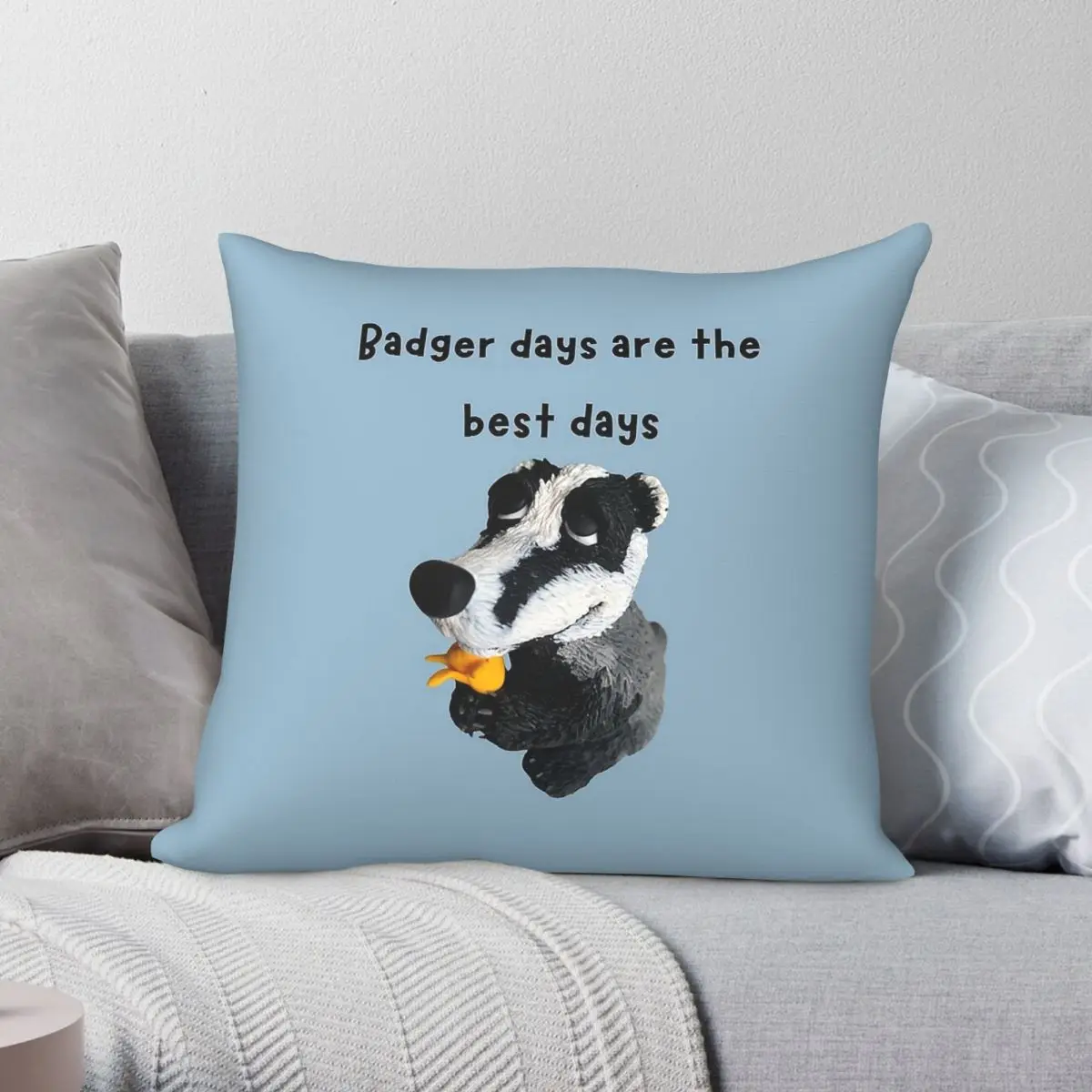 Badger Offering You A Flower Square Pillowcase Polyester Linen Velvet Creative Zip Decorative Throw Pillow Case Sofa Case 45x45