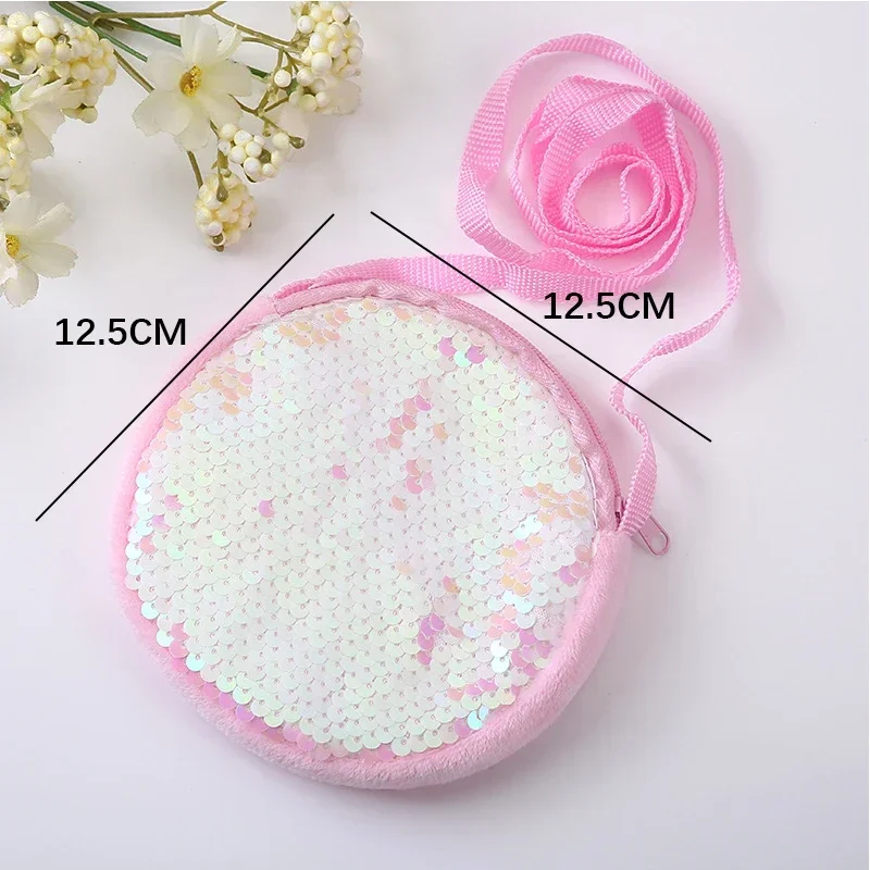 Kindergarten for 2 To 4 Years Old Girls Messenger Bag Fashion Princess Girl Baby Cute Plush Sequin Shoulder Bag Coin Purse Bags