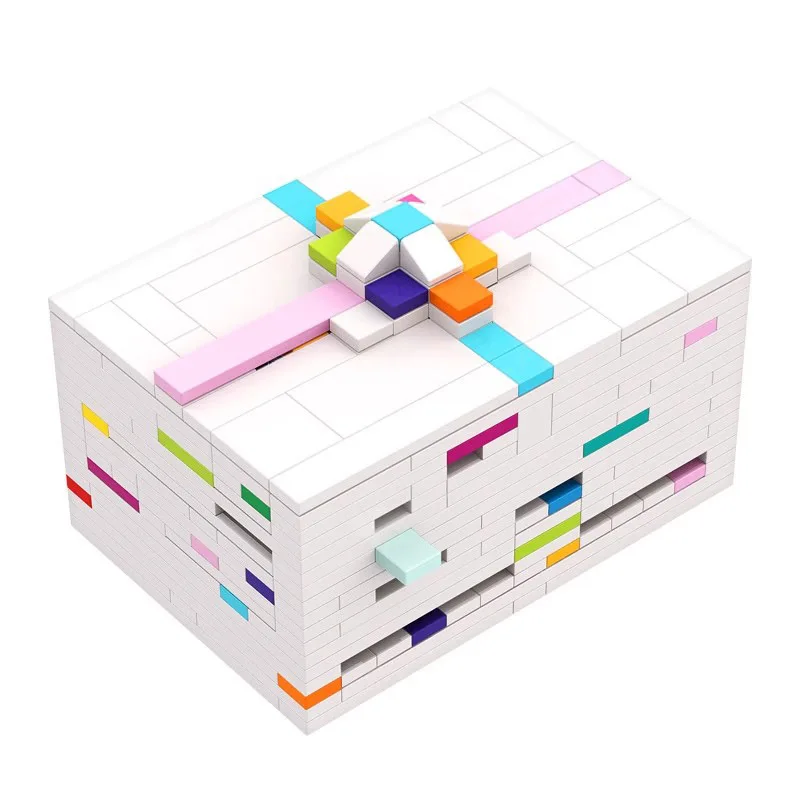 343 pièces MOC blocs de construction bloc créatif jouets boîte de carte cadeau de noël-boîte blanche Puzzle bloc cadeau, cadeau d'anniversaire de noël