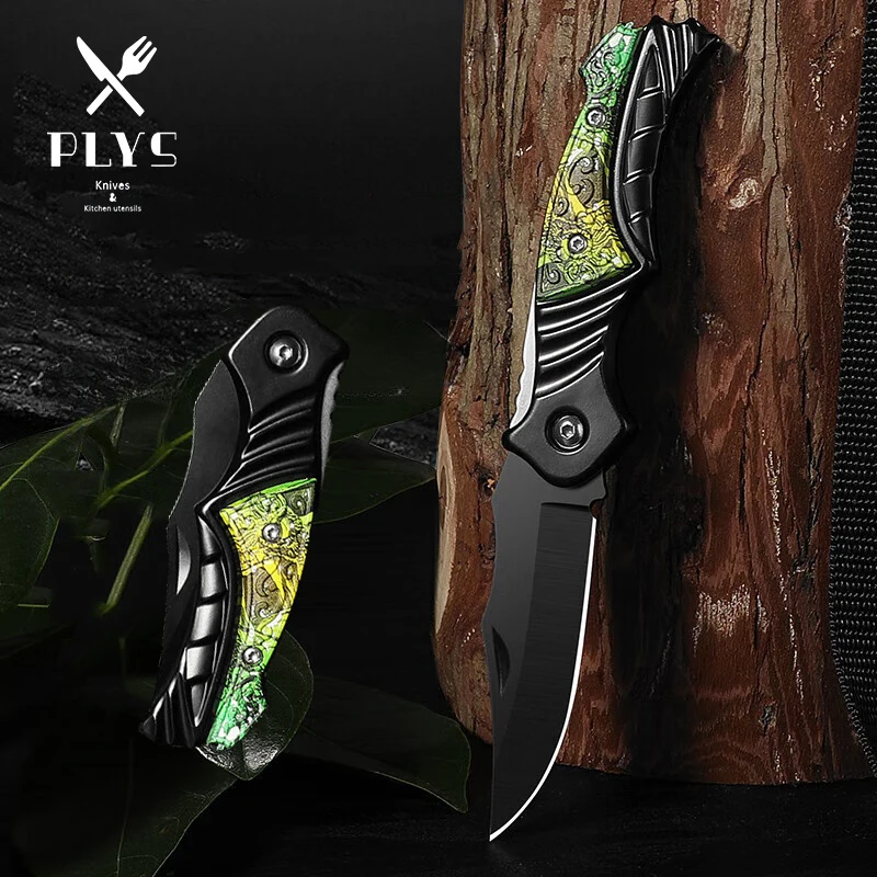 PLYS Stainless Steel Folding Knife High Hardness Fruit Knife Lightweight PP Handle Small Knife for Cutting Fishing Accessories