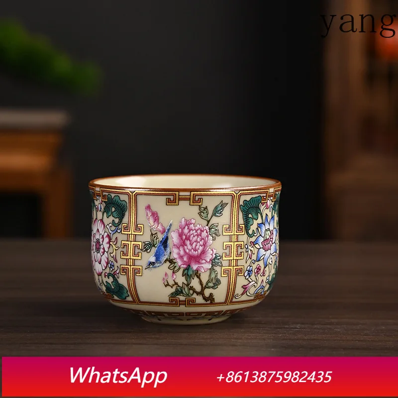 

CX Ru Kiln Teacup Wrapped Lotus Enamel Color Waist Cup Household