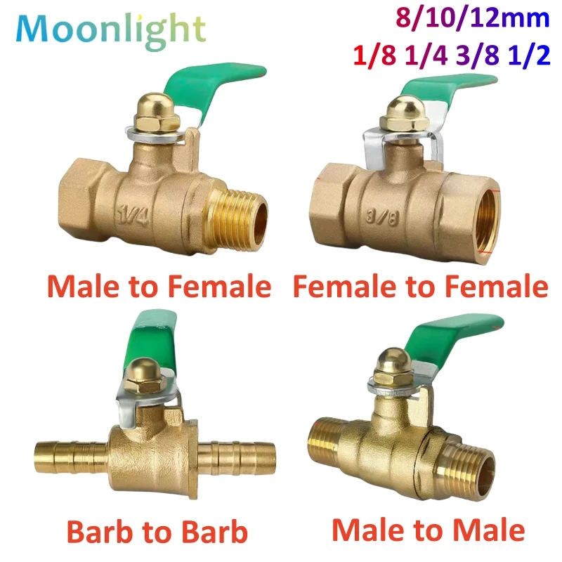 

Brass Water Oil Air Gas Fuel Line Shutoff Ball Valve Pipe Fittings Pneumatic Connector Controller Handle 8-12mm Hose Barb Inline