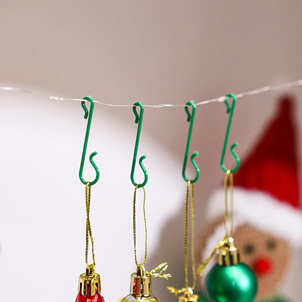 10 Sets Christmas Ball Decorative Hook Christmas Tree Green Transparent Plastic S-shaped Small Hook Tool Pendant Drop Ornaments
