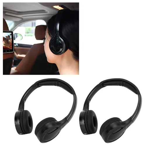 Imagen 1 del producto Auriculares de Audio estéreo infrarrojos inalámbricos de 2 canales para reposacabezas de coche, auriculares inalámbricos con DVD, auriculares infrarrojos