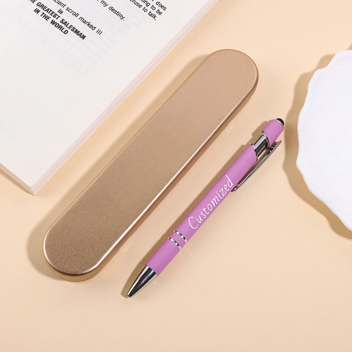 Personalized Custom Text Ballpoint Pen School Supplies Metal Push Pen Graduation Gift Customized Name Stylus Ballpoint Pen
