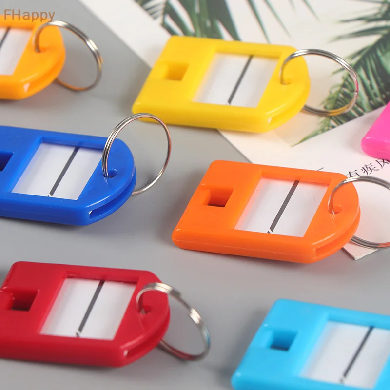 10Pcs Multicolor Keychain Key ID Label Tags Luggage ID Tags Hotel Number Classification Card Key Rings Keychain