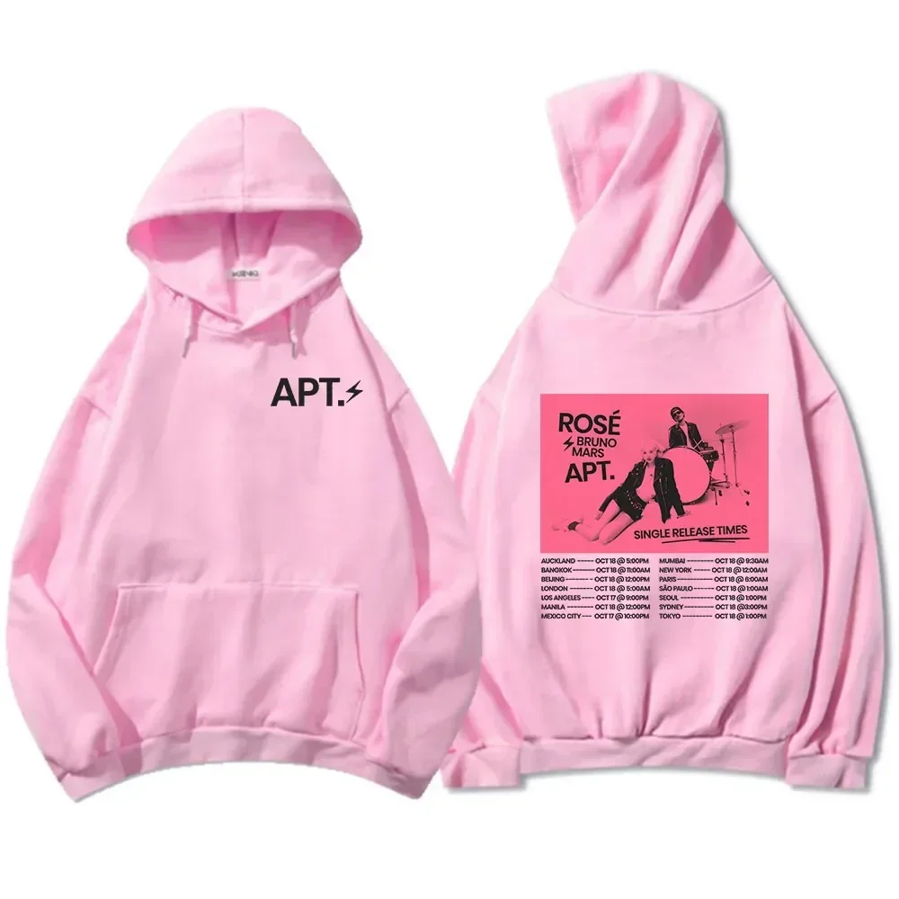 APT 2024 New Song Graphic Hoodies ROSÉ & Bruno Mars Hoodies Men's Women Hip Hop Vintage Sweatshirts Casual Long Sleeve