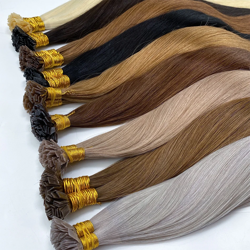 Flat Tip Keratin Hair Extensions Pre-Bonded Flat Tip Hair Extensions 50 Gram Double Drawn Straight 16-30 inch Indian Remy Hair