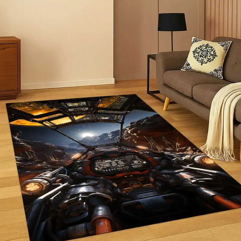 Aircraft Control Cockpit Cabin Spacecraft Moto Carpet Rug for Bedroom Living Room Sofa Doormat Home Decor,Area Rug Non-slip