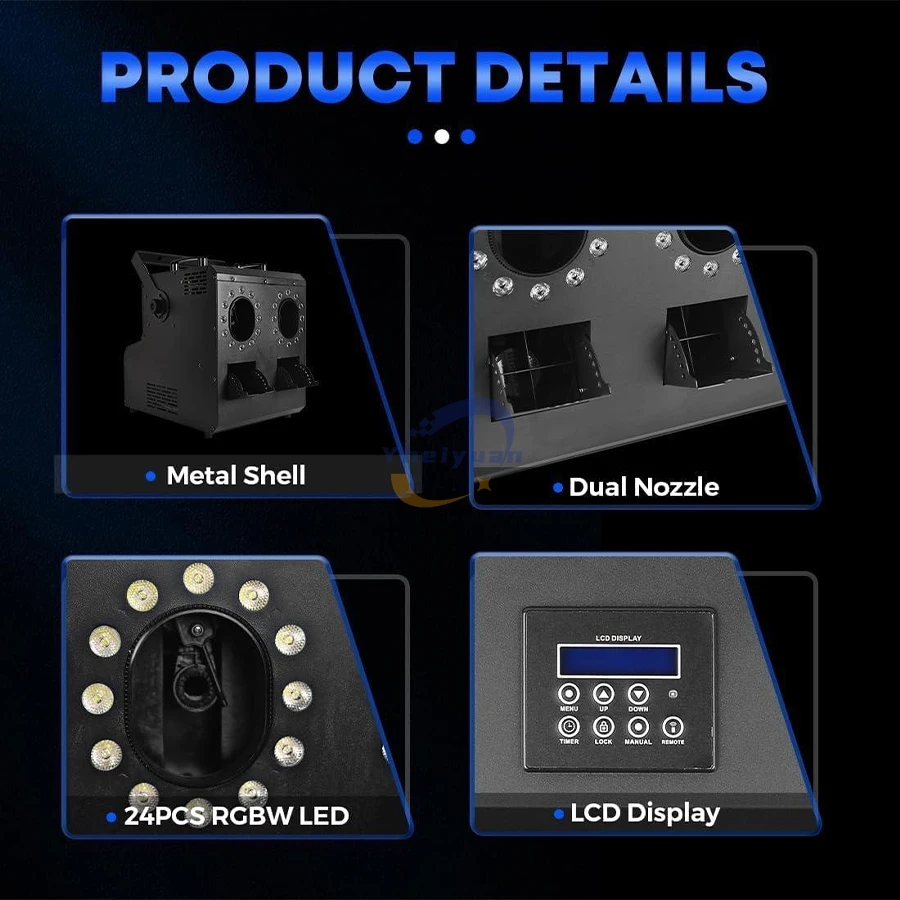 Im freien Wasserdichte 1500W Dual Loch LED Rauch Blase Maschine RGBW DMX Fernbedienung Disco Bühne Hochzeit Blase Spray Ausrüstung – Detail 5