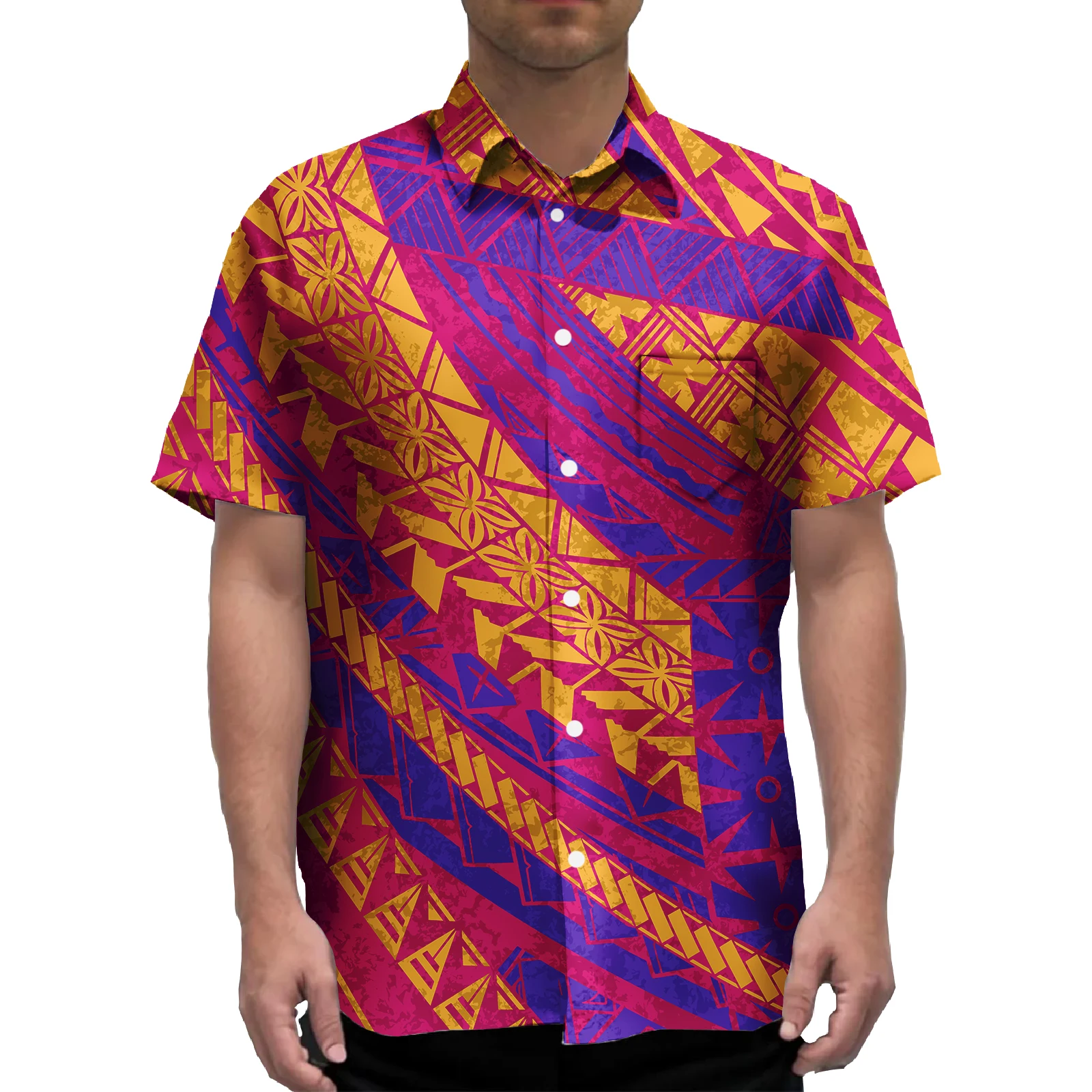 

New Design Hawaiian Shirt Man Hibiscus Print Hawaiian Polynesian Tribal Design Shirts For Men Custom New Design Hawaiian Shirt