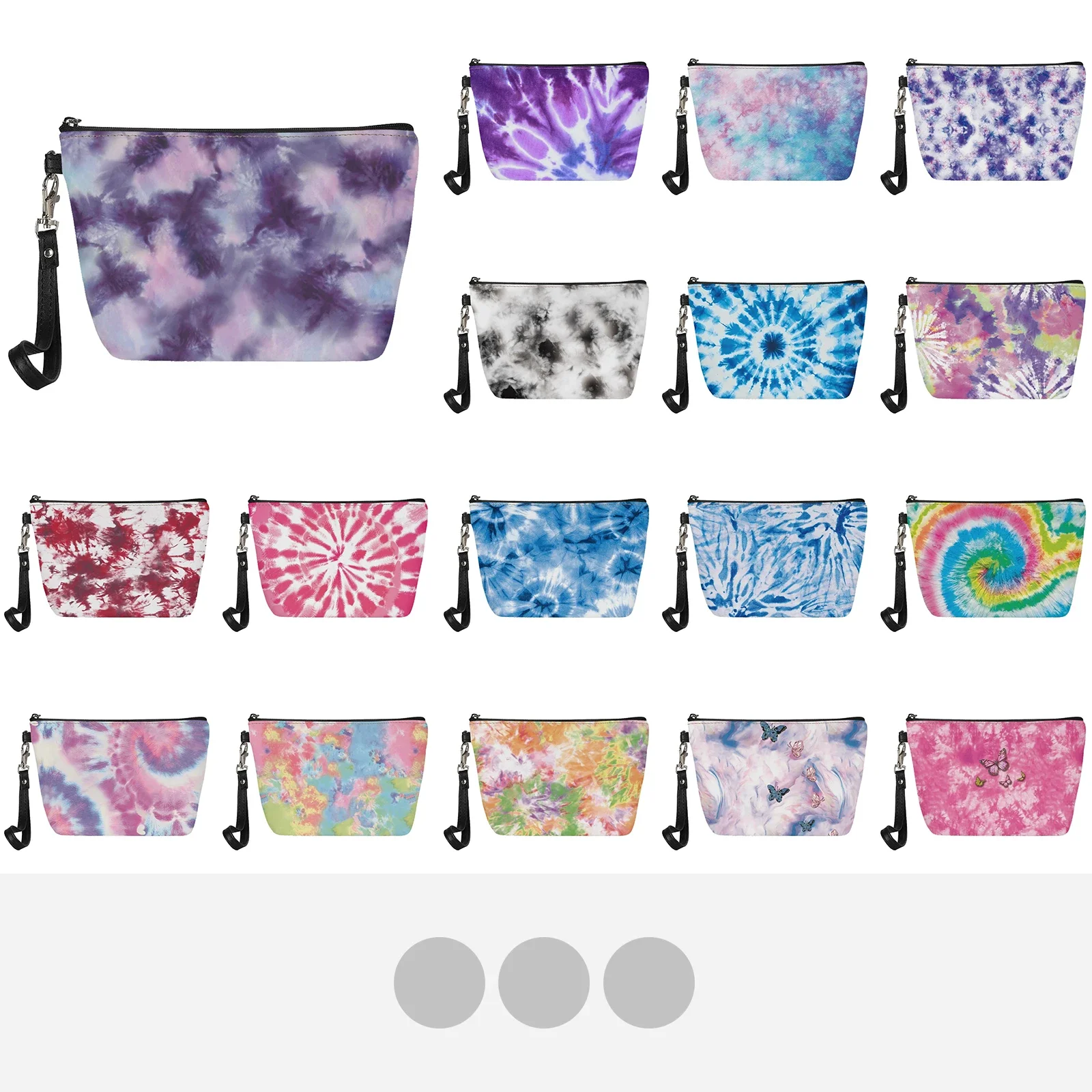 Women's Flat-Top Makeup Bag Tie-Dye Pattern Portable Bracelet Rope Easy To Carry Waterproof PU Space Leather Fit Travel Vacation