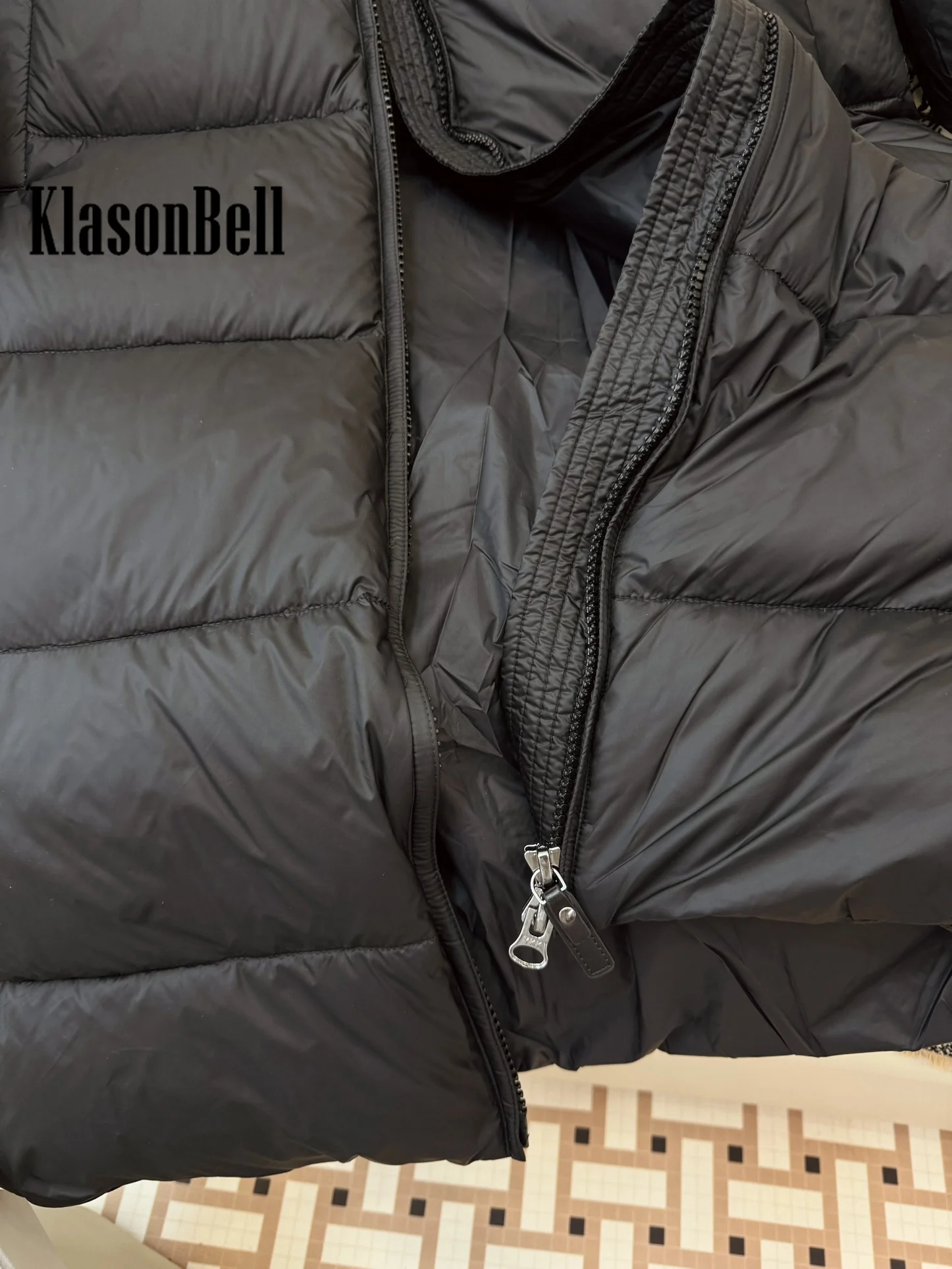 9.6 KlasonBell Women Fashion Solid Hooded Thick Keep Warm Goose Down Outerwear Elastic Cuff Long Sleeve Zipper Long Jacket