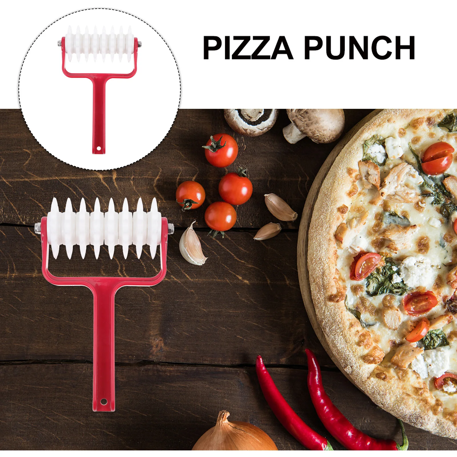 

1pc Stainless Steel Pizza Dough Roller Food Grade Perforator Strong Heat Resistant Bubble Proof Crust Baking Kitchen