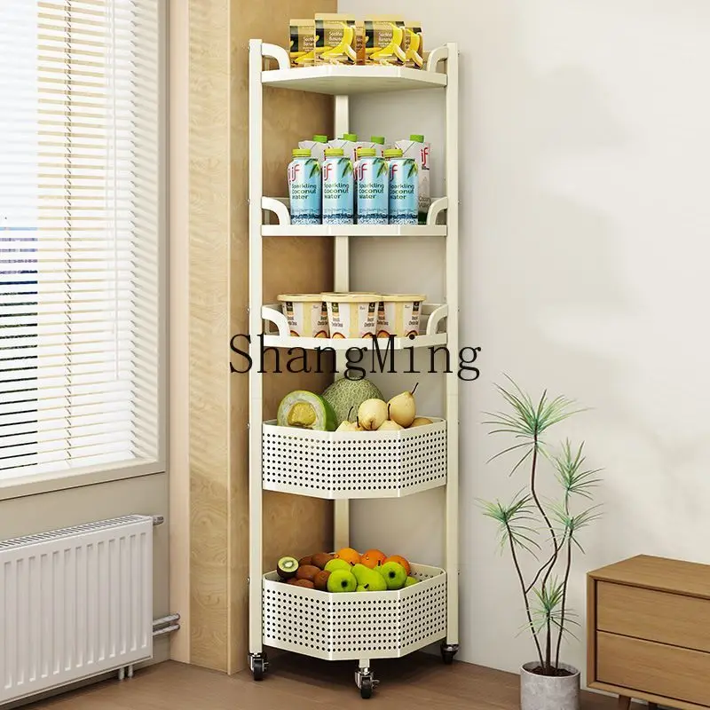 Prateleiras de frutas e vegetais SM, cestas de frutas domésticas multicamadas do chão ao teto, prateleiras de armazenamento multifuncionais