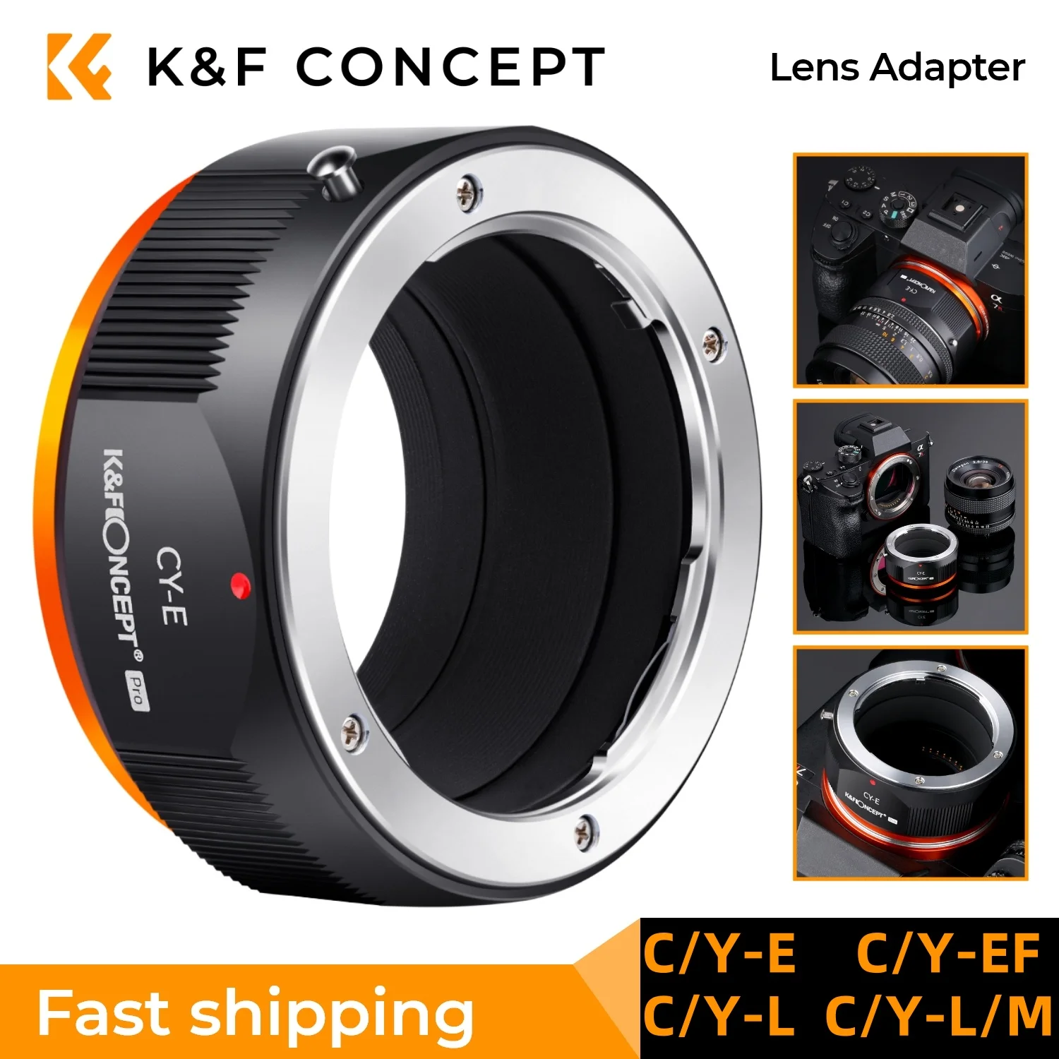 K&F CONCEPT Lens Adapter for Contax Yasika C/Y Lens to Sony Alpha E NEX NEX-3 NEX-5 Canon EF Sigma Leica L L/M Mount Camera Body