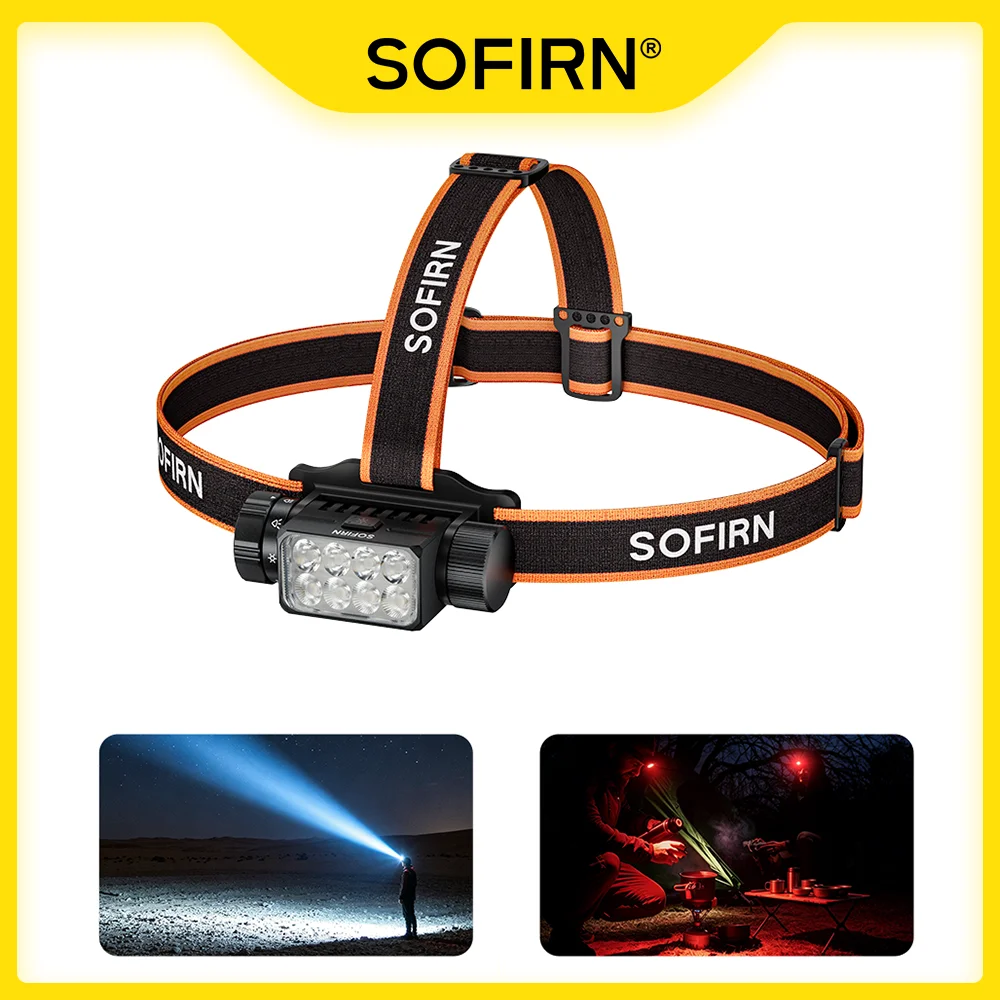 

SOFIRN HS23 3320lm Headlamp White&Red Led Light 21700 Rechargeable Headlamp Type-C Fast Charge Torch IPX6 Waterproof Outdoor