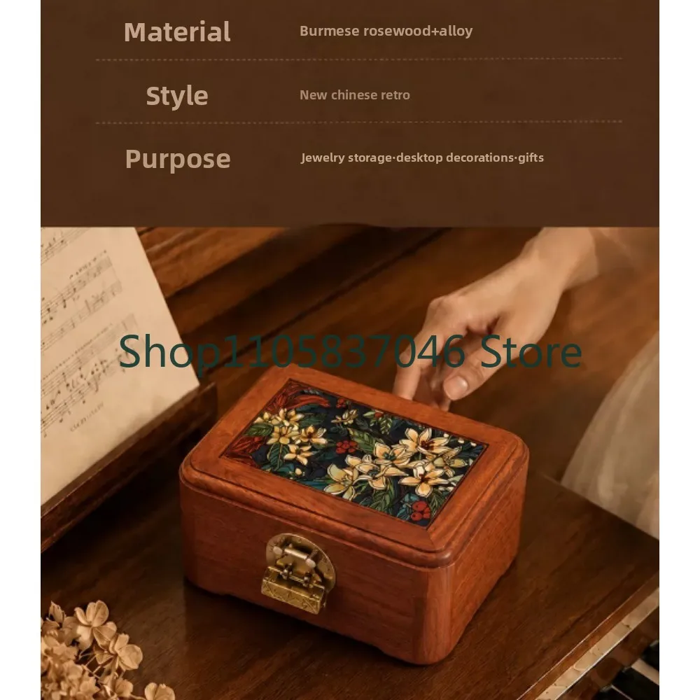 Wooden jewelry box made of high-quality and exquisite Chinese rosewood jewelry, practical for storage