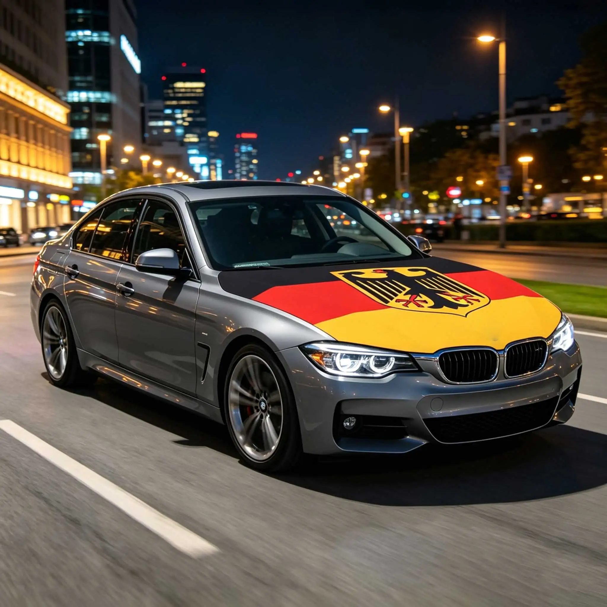3.8x5.3fts National Germany Flag Banner German Coat Of Arms Eagle Car Hood Cover Elastic Fabrics Engine Cover For Decoration