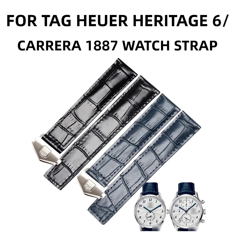 Correa de reloj de piel de cocodrilo para TAG HEUER HERITAGE 6 / CARRERA 1887 WAS2111.FC6293