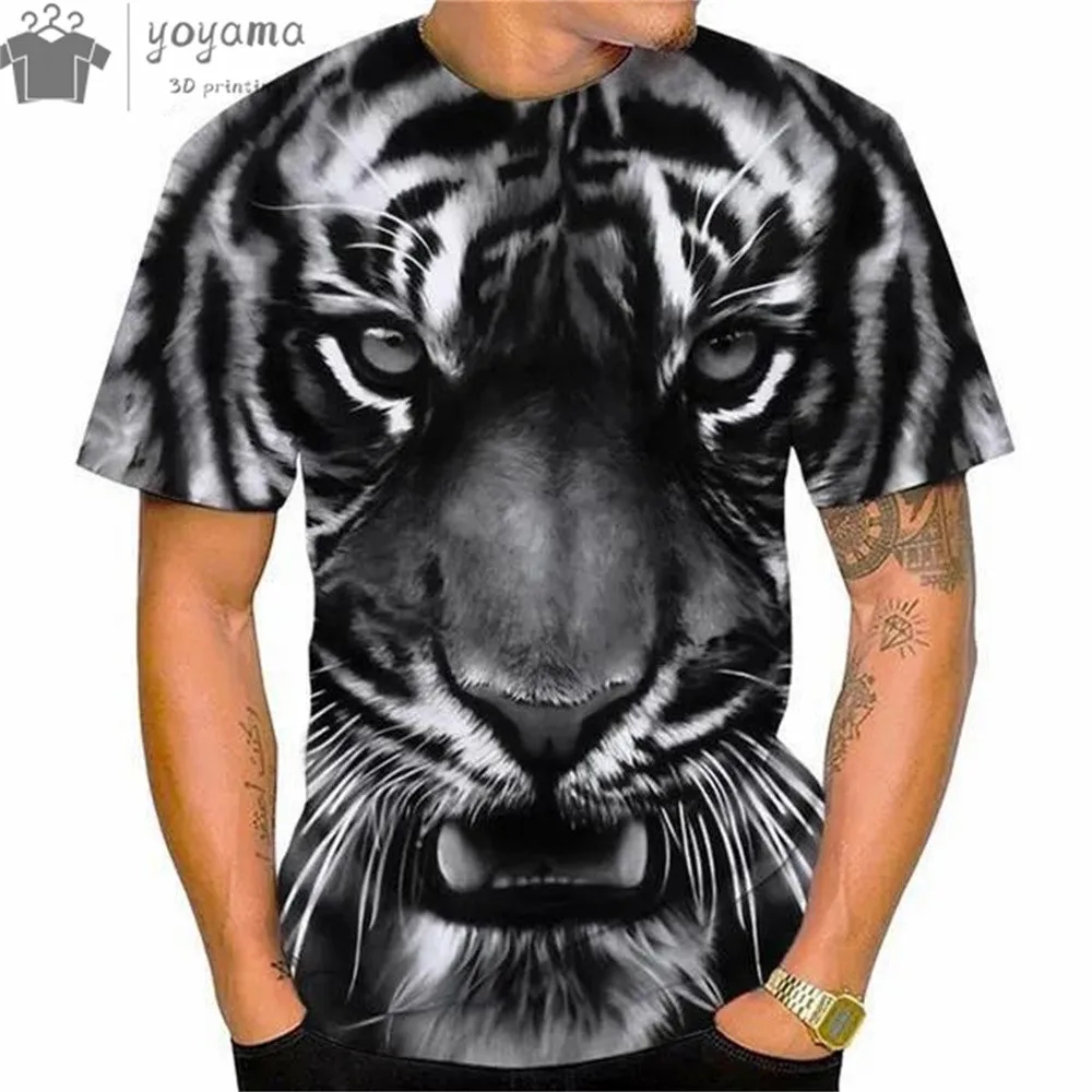 3d Print Tiger Pattern Odzież męska Tiger Print Trendy w modzie ulicznej T-Shirty dla mężczyzn Oversized T-Shirt Koszulki z krótkim rękawem