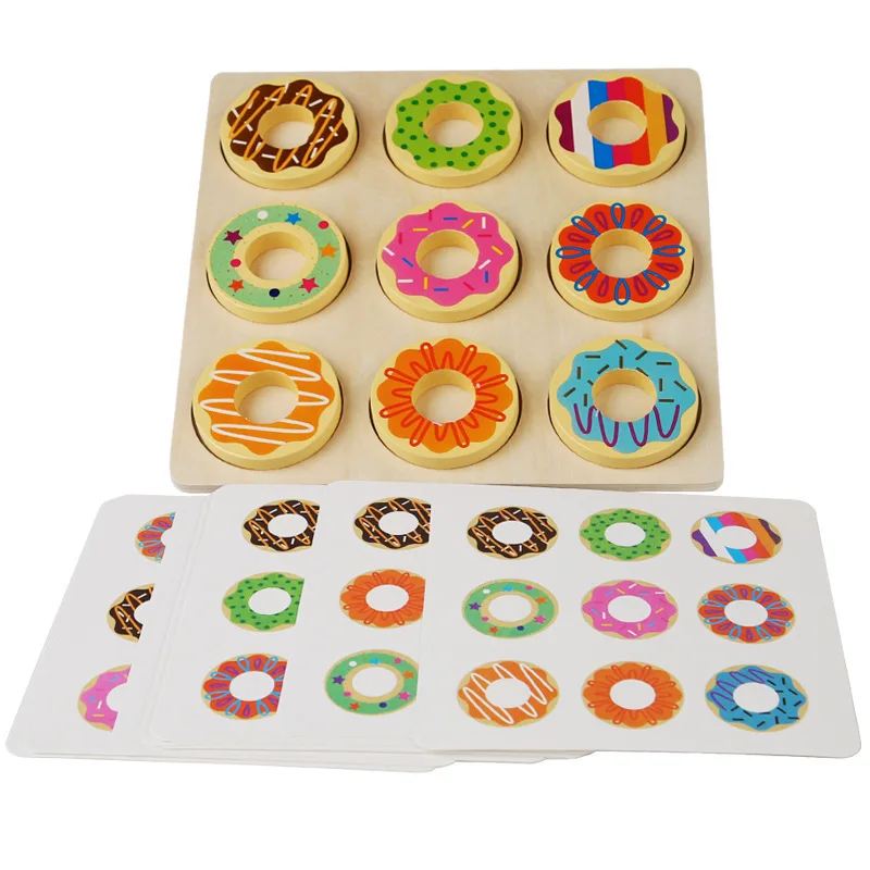 Wooden Fun Donut Matching Game Children'S Early Education Cognitive Toys Montessori Educational Toys For 3 Years Old Toddlers