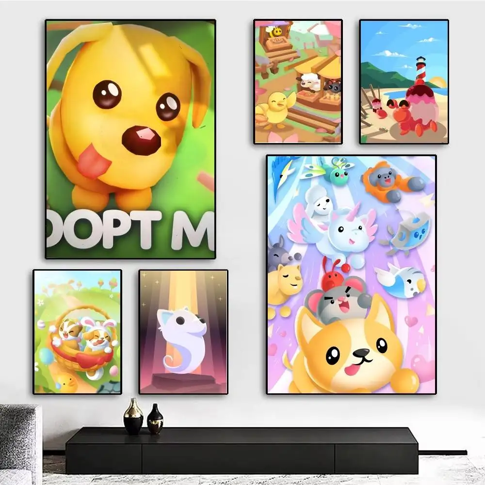 1pc Video Game A-Adopt Me Poster Sticker Print Waterproof Wall Art For Living Room Bedroom Home Decor