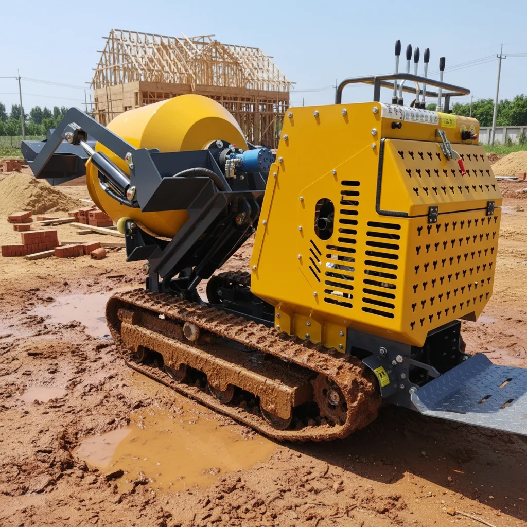 KC750 Crawler Small Concrete Mixer Truck 0.75 Cubic Meter Self Loading Mini Cement Mixer Truck