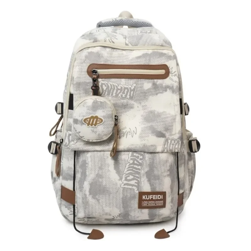 

High Quality Nylon Backpack Women Large Capacity School Bag Tie dye Graffiti Print Laptop Rucksack Waterproof Travel Casual Bags