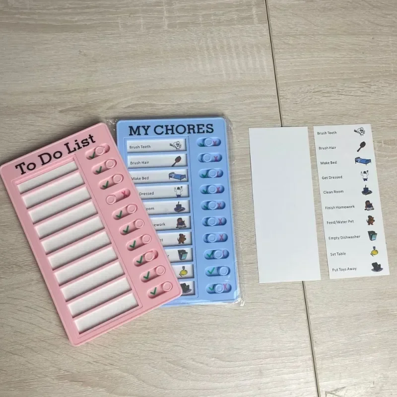 1 pcs Kids Chore Chart with 20 pcs Blank Card,Plastic Checklist Board with Detachable Cardstock to Do List for Routine Planning