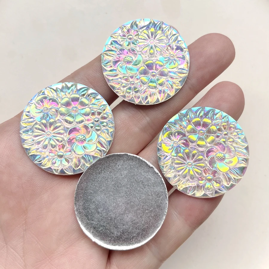 33mm flower round resin trim Flat back scrapbook diy jewelry Earrings Wedding charm Trim Rhinestone 10pcs/lot