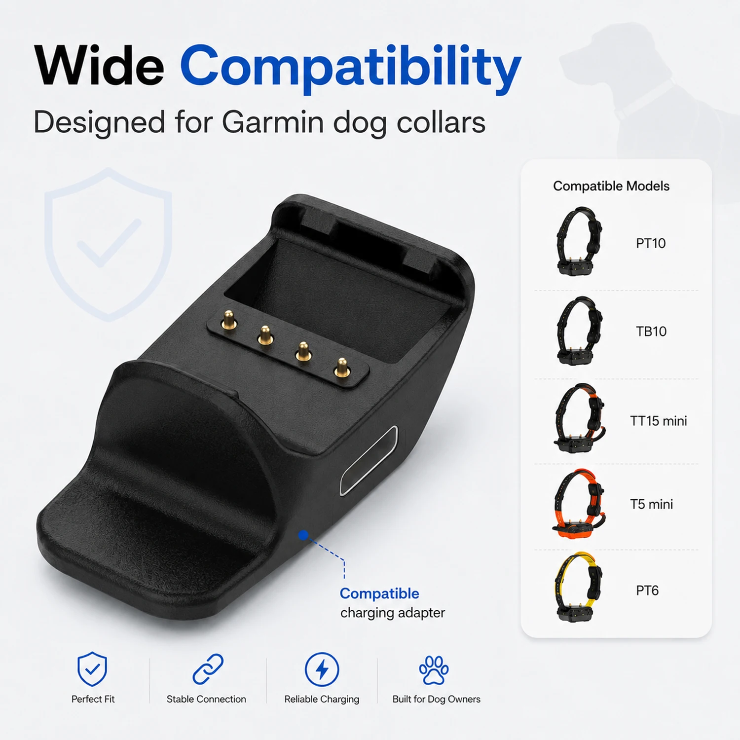 Type-C Charger Dock For Garmin Pet Tracking Collar PT10 TB10 TT15 Mini T5 Mini PT6 Charging Adapter 5-Pin Charging Base