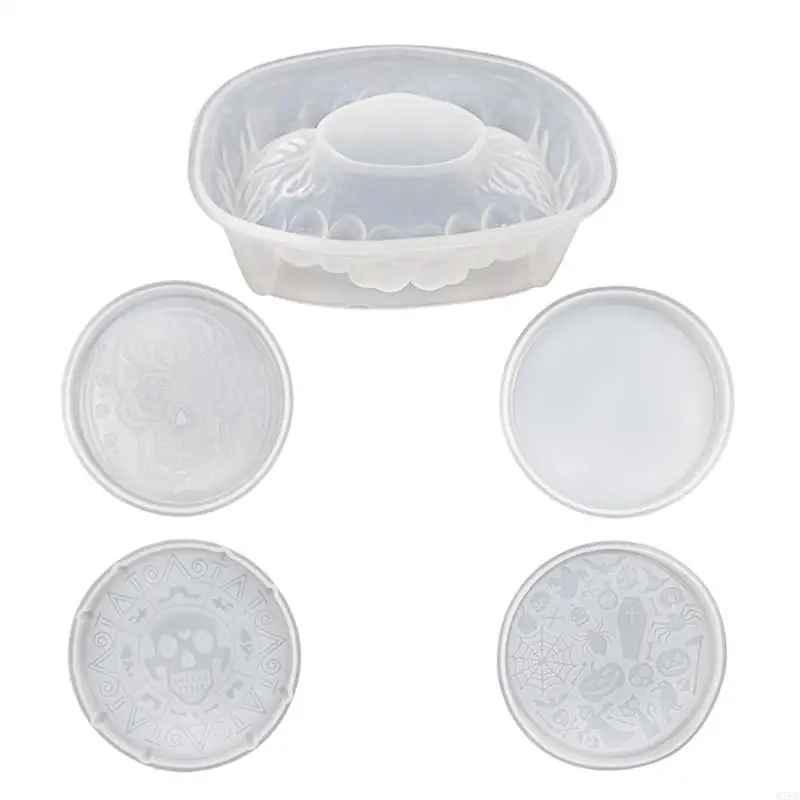 

M76B 5Pcs/set Halloween Resin Molds Stand Storage Molds Silicone Molds for Epoxy Resin Casting Coasters