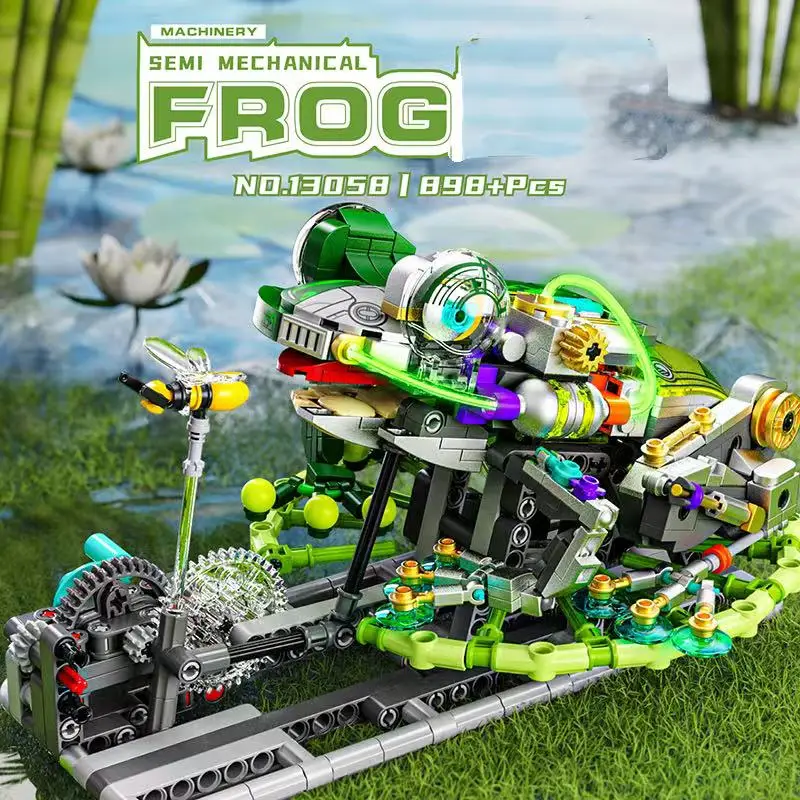 Bloques de construcción de rana mecánica, juguete STEM, Kit de modelo de Robot saltador con patas y engranajes móviles, 898 Uds., regalo educativo DIY para niños