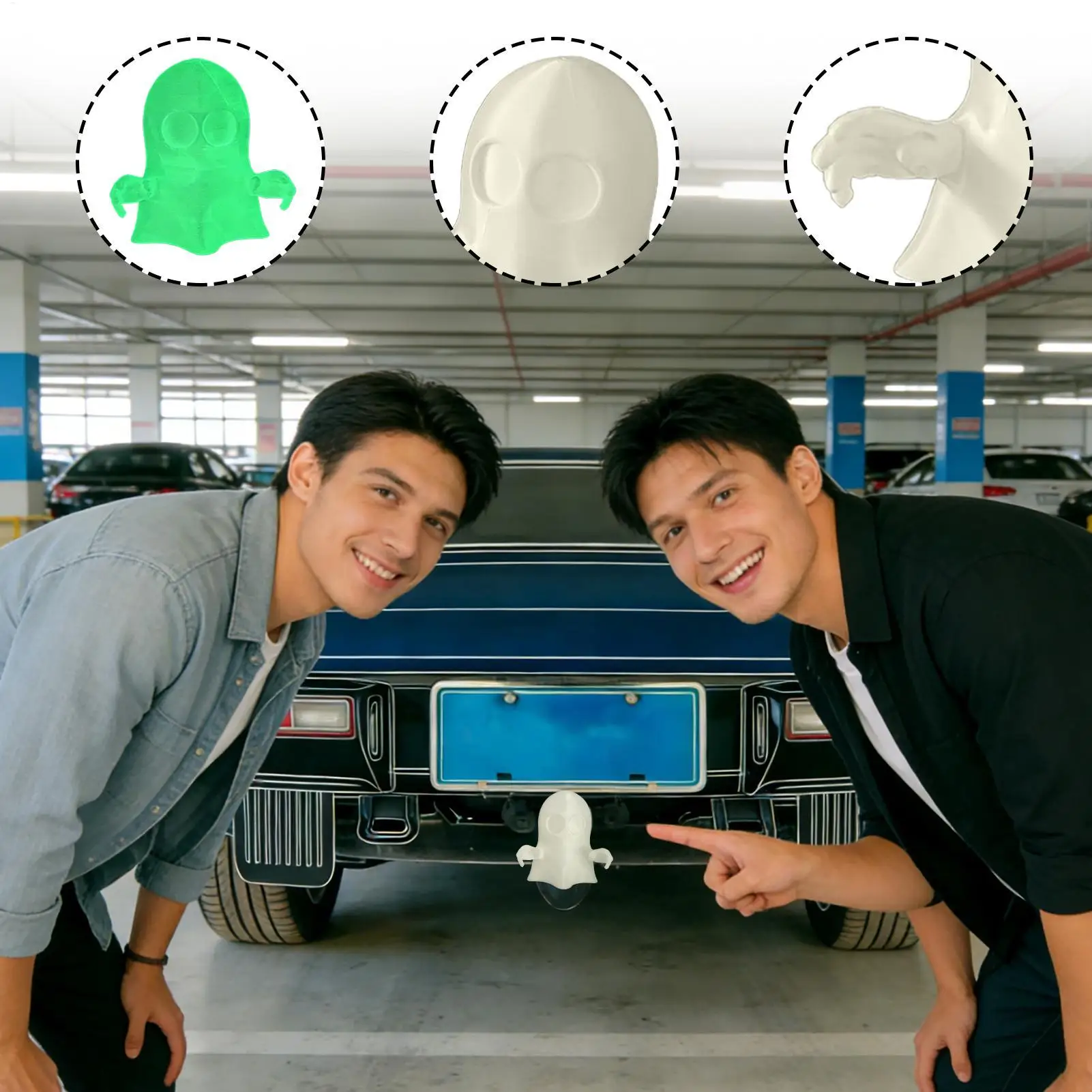1PC Funny Glow in the Dark Ghost Cover Cap Universal Trailer Hitch cover,Car Accessories for Towball Protection Decoration