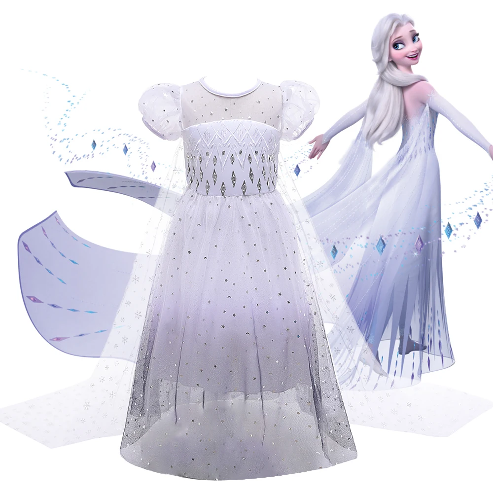 Cosplay Elsa Anna Sequin Costume for Girl Frozen Tulle Birthday Party Princess Dresses Halloween Wedding Kids Clothing Prom Gown