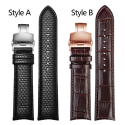 20mm 21mm Curved End Genuine Cow Leather Watchband for Rossini 5793B04B 9633B04B Arc Mouth Lizard Pattern Tissot Strap Bracelet