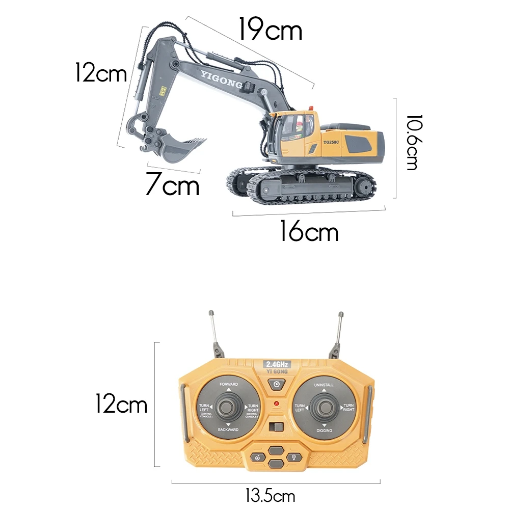 2.4G Escavadeira RC Sem Fio Controle Remoto Caminhão RC Caminhão Veículo de Engenharia Elétrica