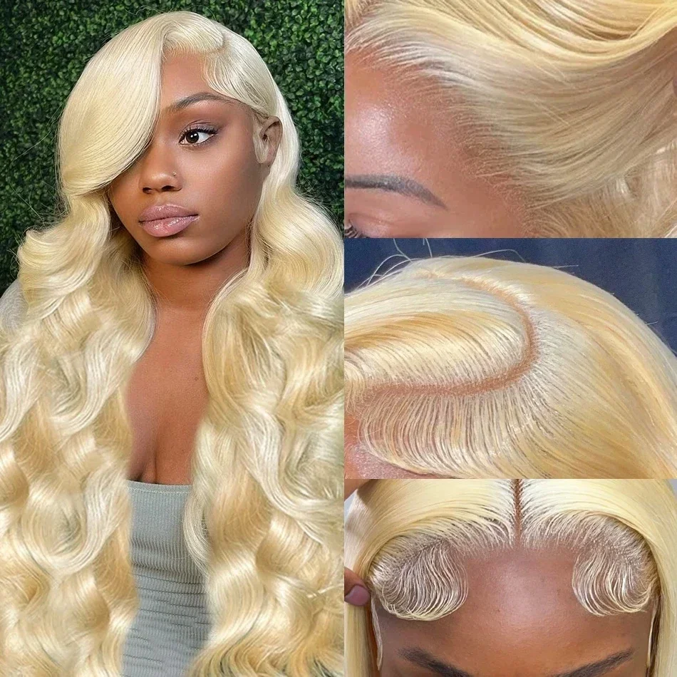 36 Inches  613 HD Honey Blonde Body Wave Full Frontal Human Hair Wig Brazilian Color 13x6 Lace Front Wigs For Women