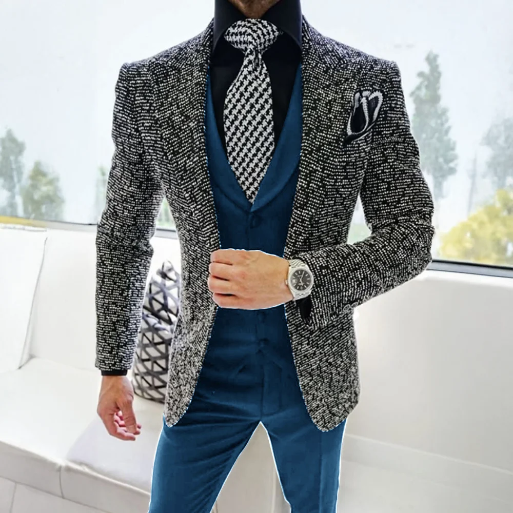 Fashionable Men's Suit 3 piece Suit Formal Business Work Clothes Blazer Pants Vest Wedding Groom Tuxedo Party Dinner Outfit