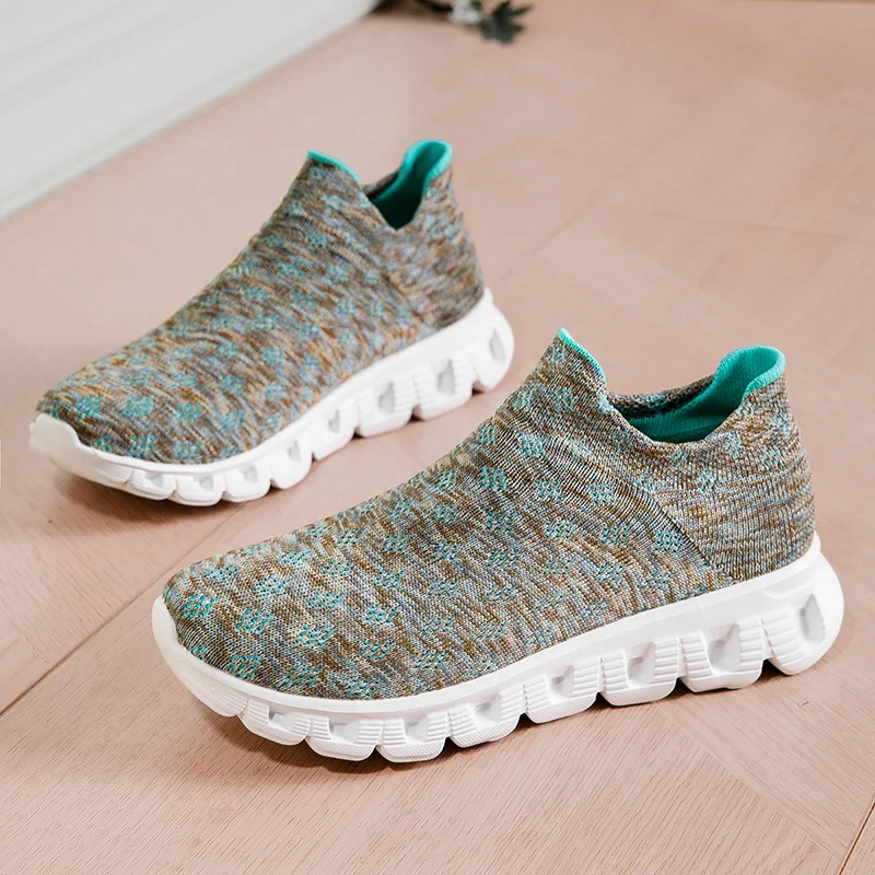 

Новая повседневная спортивная обувь унисекс, мужские эластичные сетчатые носки без шнуровки, мужские кроссовки из трикотажной ткани на мягкой подошве, кроссовки для пар