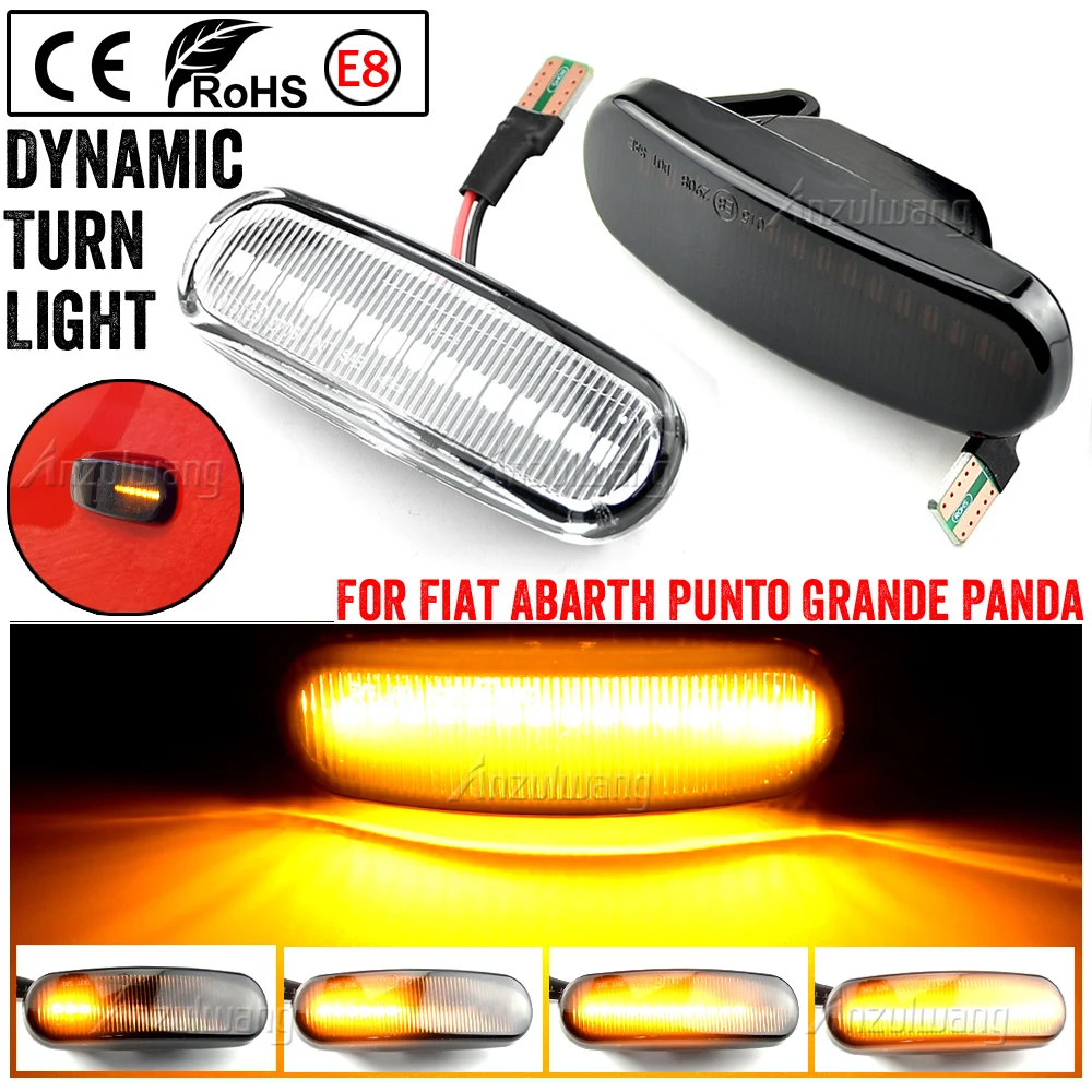 For Fiat Doblo Panda Idea Stilo Fiorino Multipla Punto Qubo Linea Musa Led Dynamic Turn Signal Light Side Marker Indicator Light