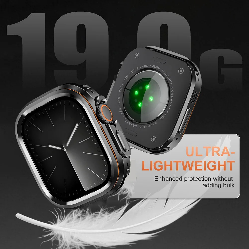 Halo Style Case for Apple Watch Ultra 2 3 49mm Metal Alloy Cover Hard Bumper for IWatch Ultra Full Protector Natural Black Color image 5