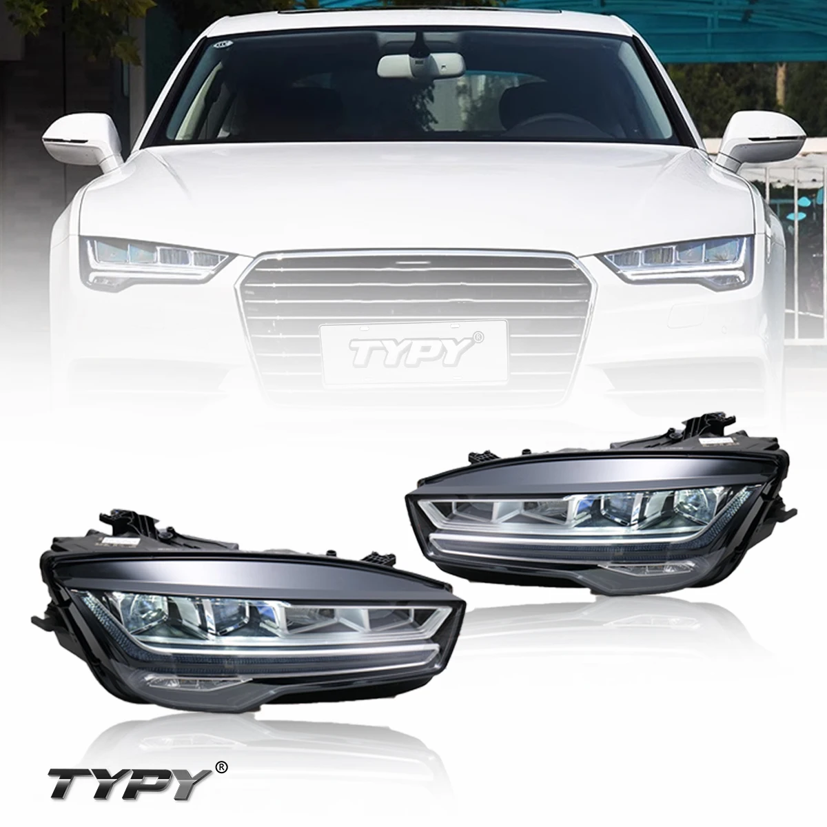 

TYPY New LED Headlight Upgrade Modified Full Head Lamp For Audi A7 2011-2018 Turn Signals Daytime Running Light Car Accessories