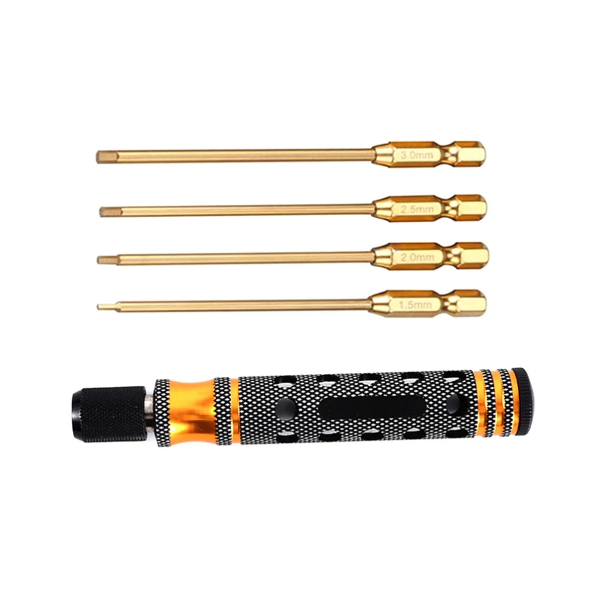 Retail! Hexagon Screwdriver Set 1.5, 2.0, 2.5, 3.0mm Quick Change Hex Key, Hex Wrench Tool for RC Cars, Crawlers, Boats,Gold