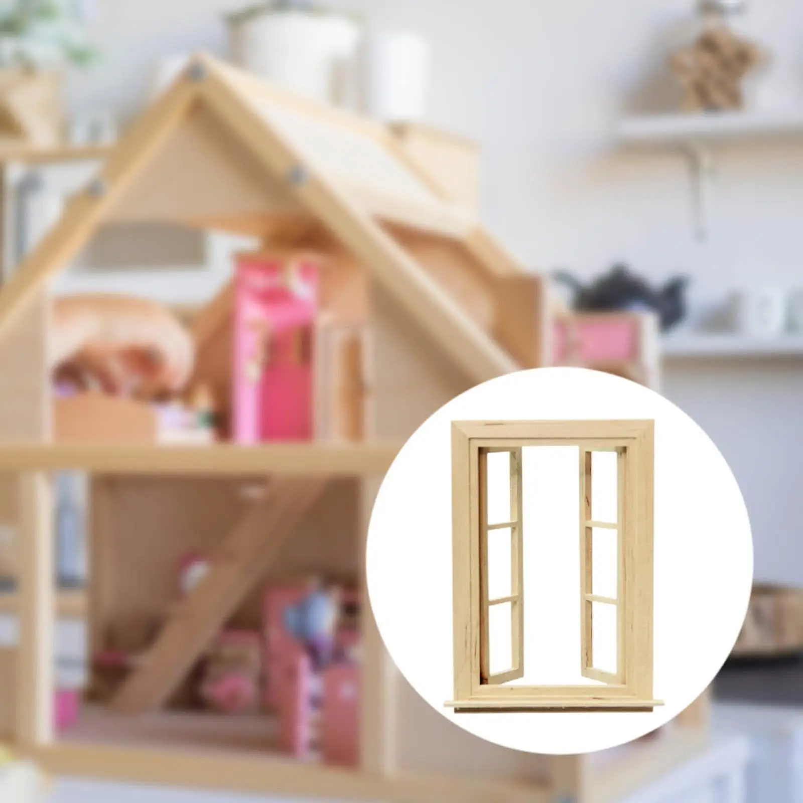 Modèle de fenêtre de maison de courses, mini meubles de maison, accessoires de scène de bricolage, décor de chambre à coucher et de cuisine, 1:12