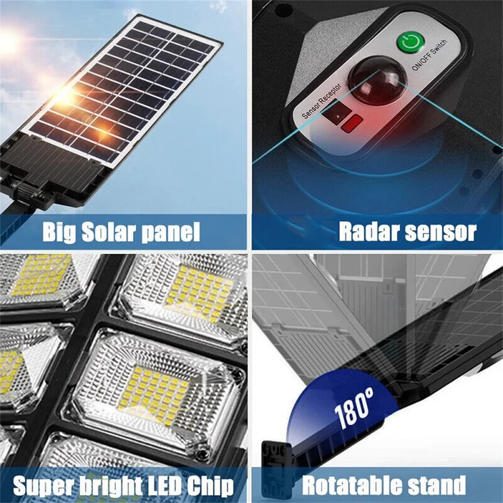 Imagem -06 - Led Super Bright Outdoor Solar Lamp Impermeável Iluminação Ultra Wide Street Light Indução Humana Sensor de Movimento Yard Wall Lights